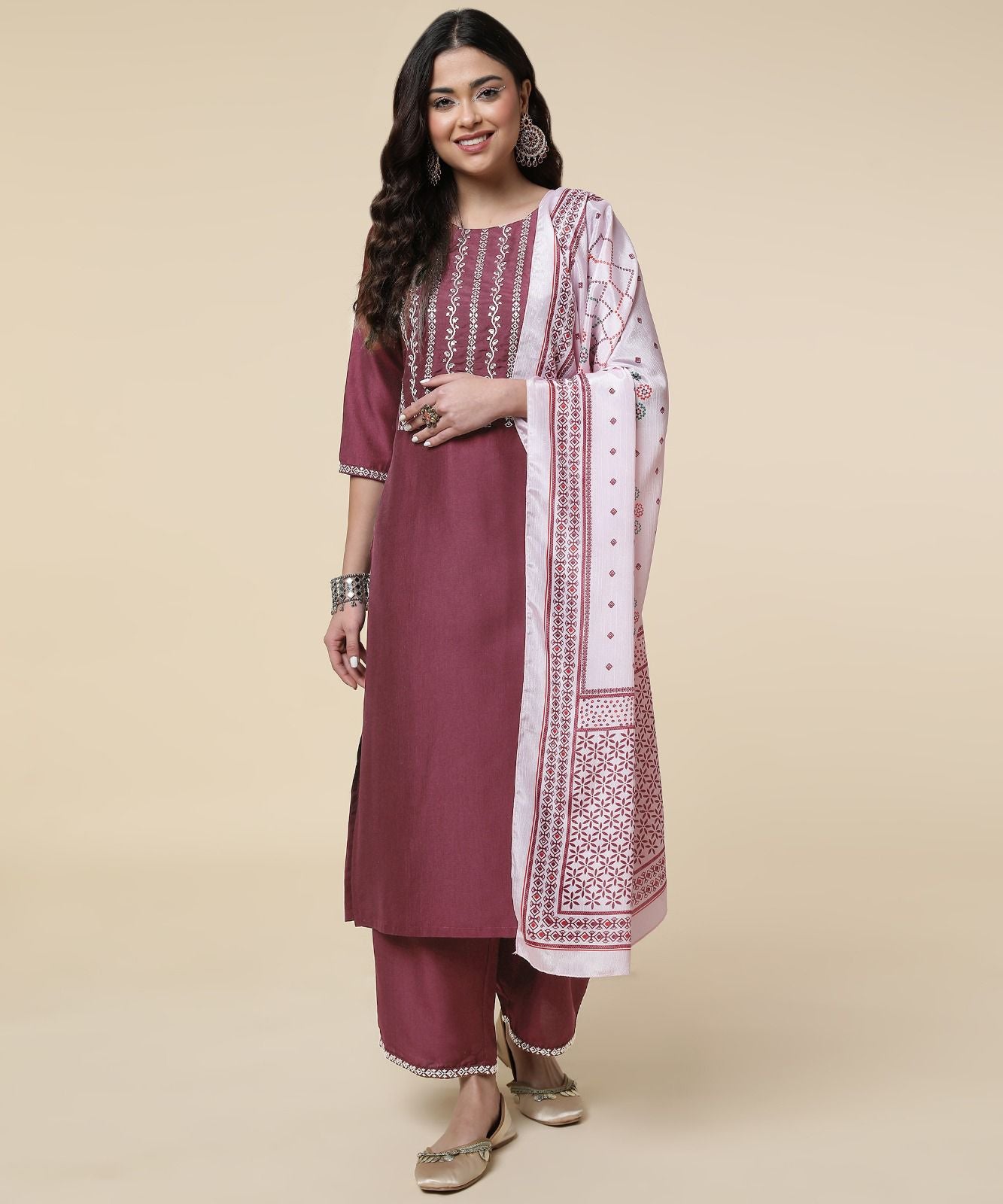 Women Stylish Daily Wear Kurti Pant With Dupatta Set