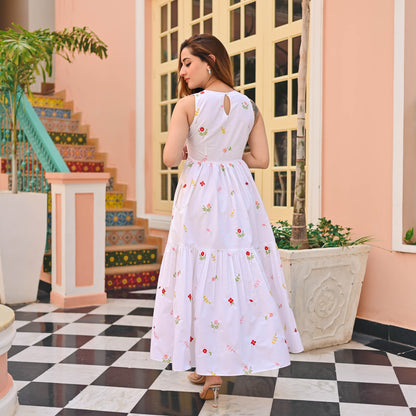 Beautiful Women Floral Print Flaired Gown With Waist Elastic