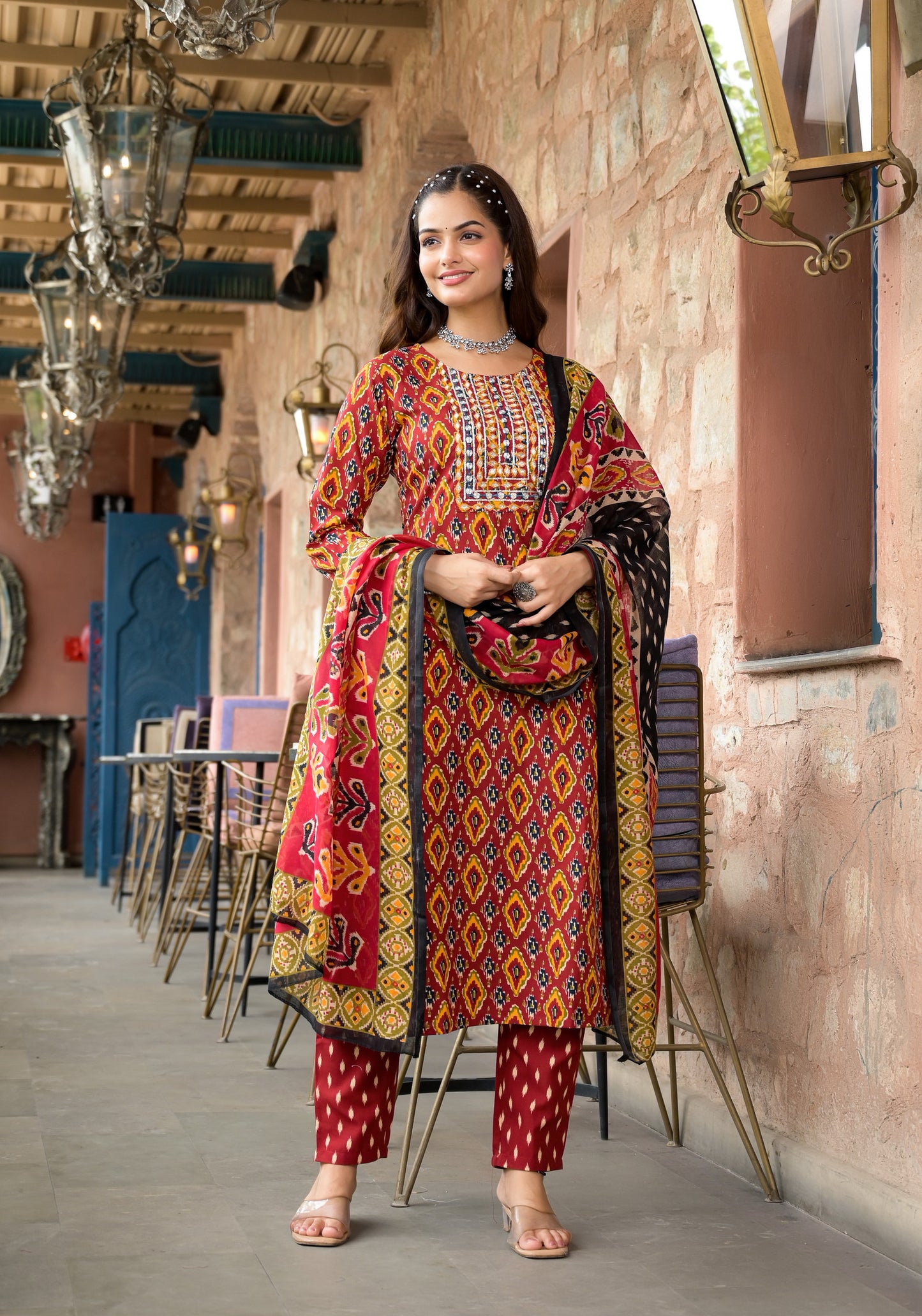 Beautiful Designer Rayon Full Stiched Kurti Pant with Dupatta