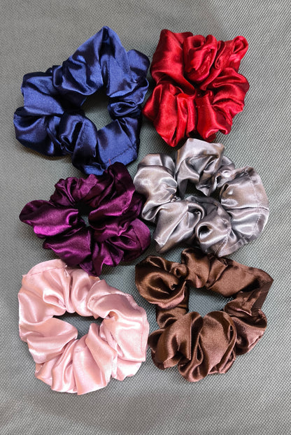 Multicolor Satin Scrunchies for Women & Girls Combo of 6