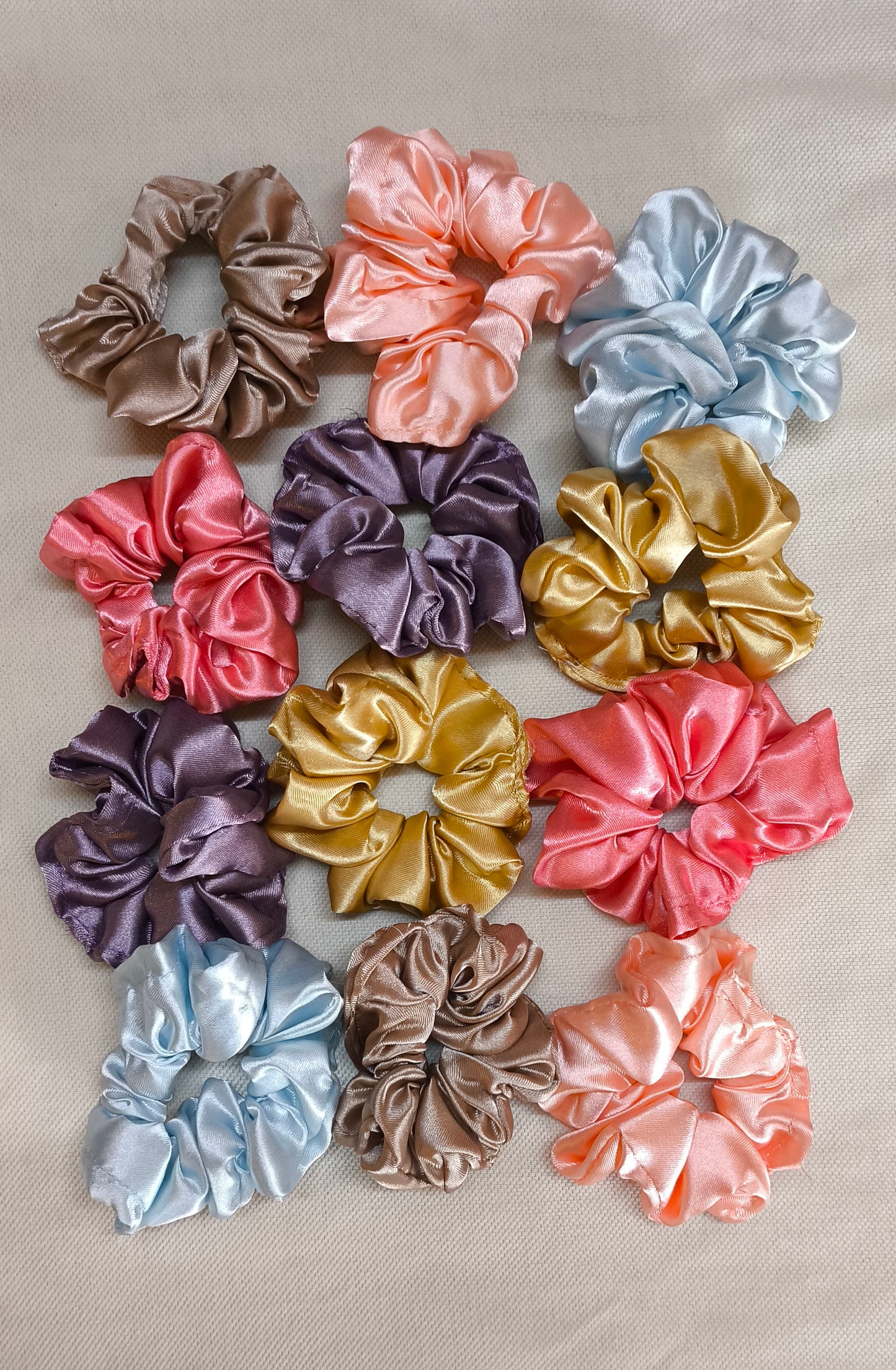 Multicolor Satin Scrunchies for Women & Girls Combo of 12