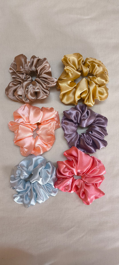 Multicolor Satin Scrunchies for Women & Girls Combo of 6