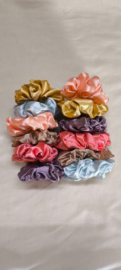 Multicolor Satin Scrunchies for Women & Girls Combo of 12