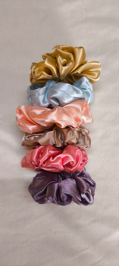 Multicolor Satin Scrunchies for Women & Girls Combo of 6